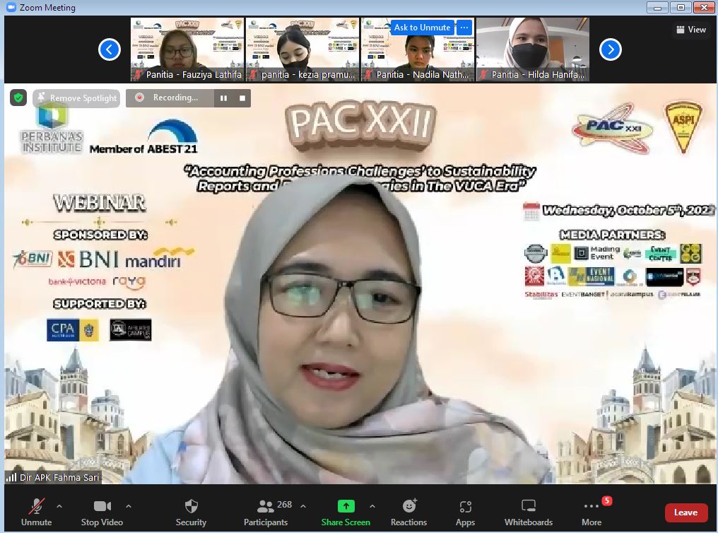 Pembicara Utama: Ibu Fahma Sari Fatma, S.E. Ak., M.SE. (Director of Accounting and Financial Reporting).
